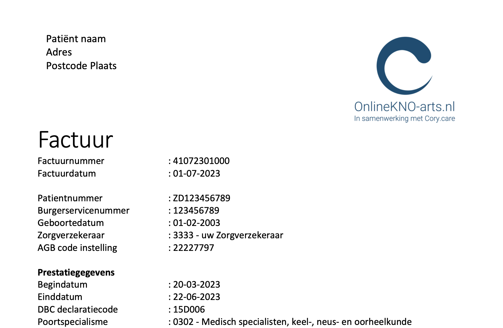 Factuur – OnlineKNO-arts